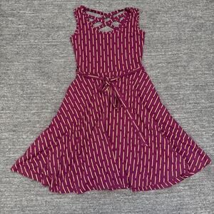 Effies Heart Dress Women Small Pink Match Fire Sleeveless Fit Flare Cotton Twee